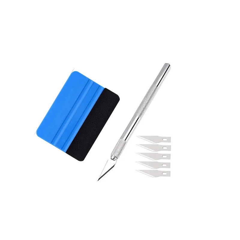 Car Film Wrapping Tool Kit Window Tinting Tools Vinyl Wrap Felt Squeegee Wrap Stick Vinyl Cutter Utility Knife Plastic Scraper