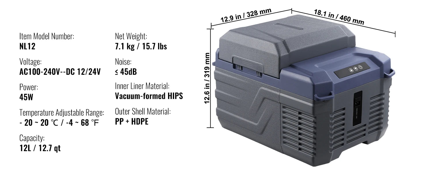 Portable Car Refrigerator with Single or Dual Zone and Bluetooth Control