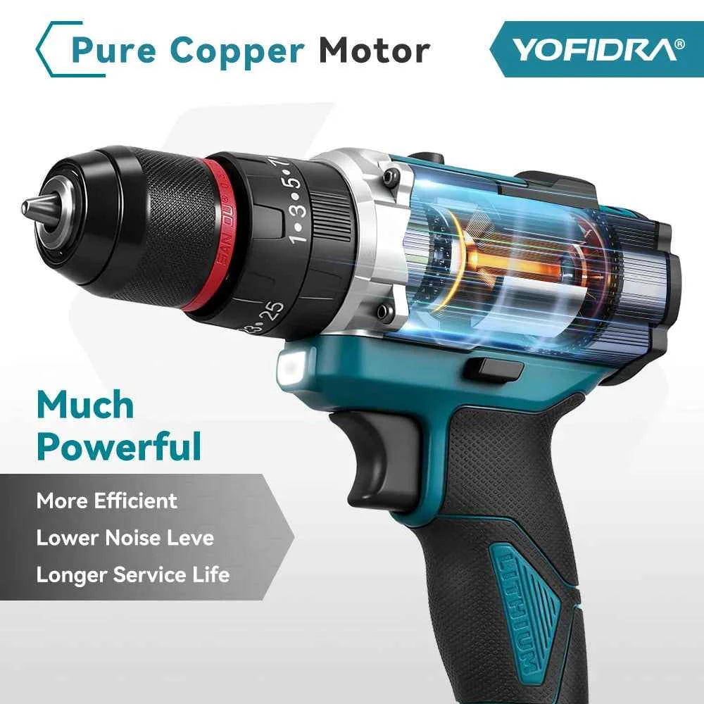 3-in-1 Cordless Impact Drill 21V 25+3 Torque 3/8 in Chuck