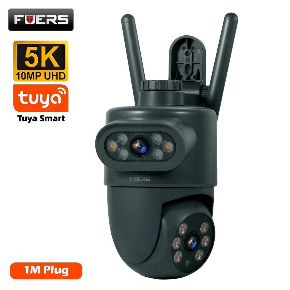 Dual Lens 10MP WiFi Security Camera with Auto Tracking & Night Vision