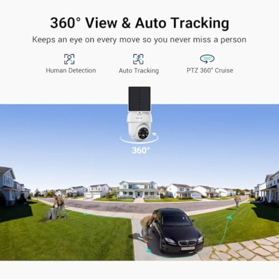 Solar-Powered Wireless Outdoor Security Camera System with 2K Color Night Vision