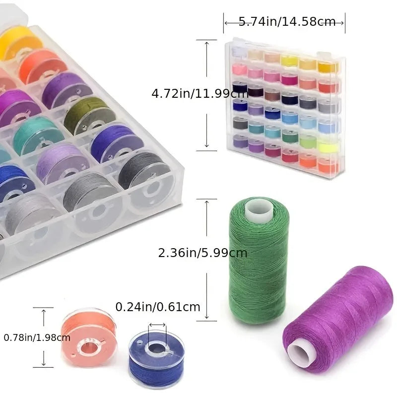 Zestaw 72 nici do szycia w 36 kolorach ze szpulkami