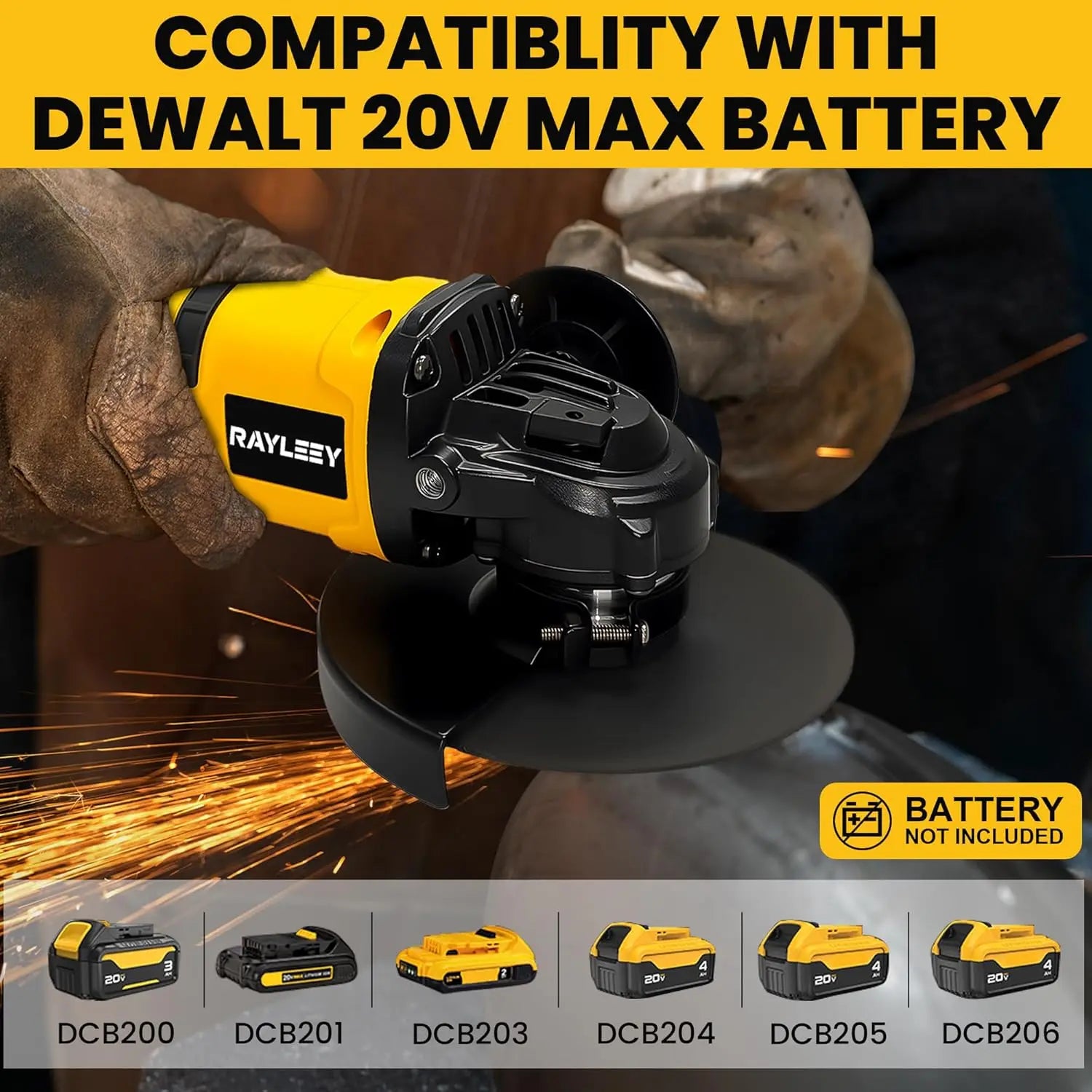 Cordless Angle Grinder for Dewalt 20V Batteries, 4-1/2 Inch