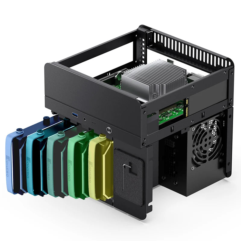 JONSBO N2 NAS Custodia Mini ITX in Alluminio per Home Office Intrattenimento Gioco Computer Server Host ITX Supporta 5 Hard Disk Alimentatore SFX
