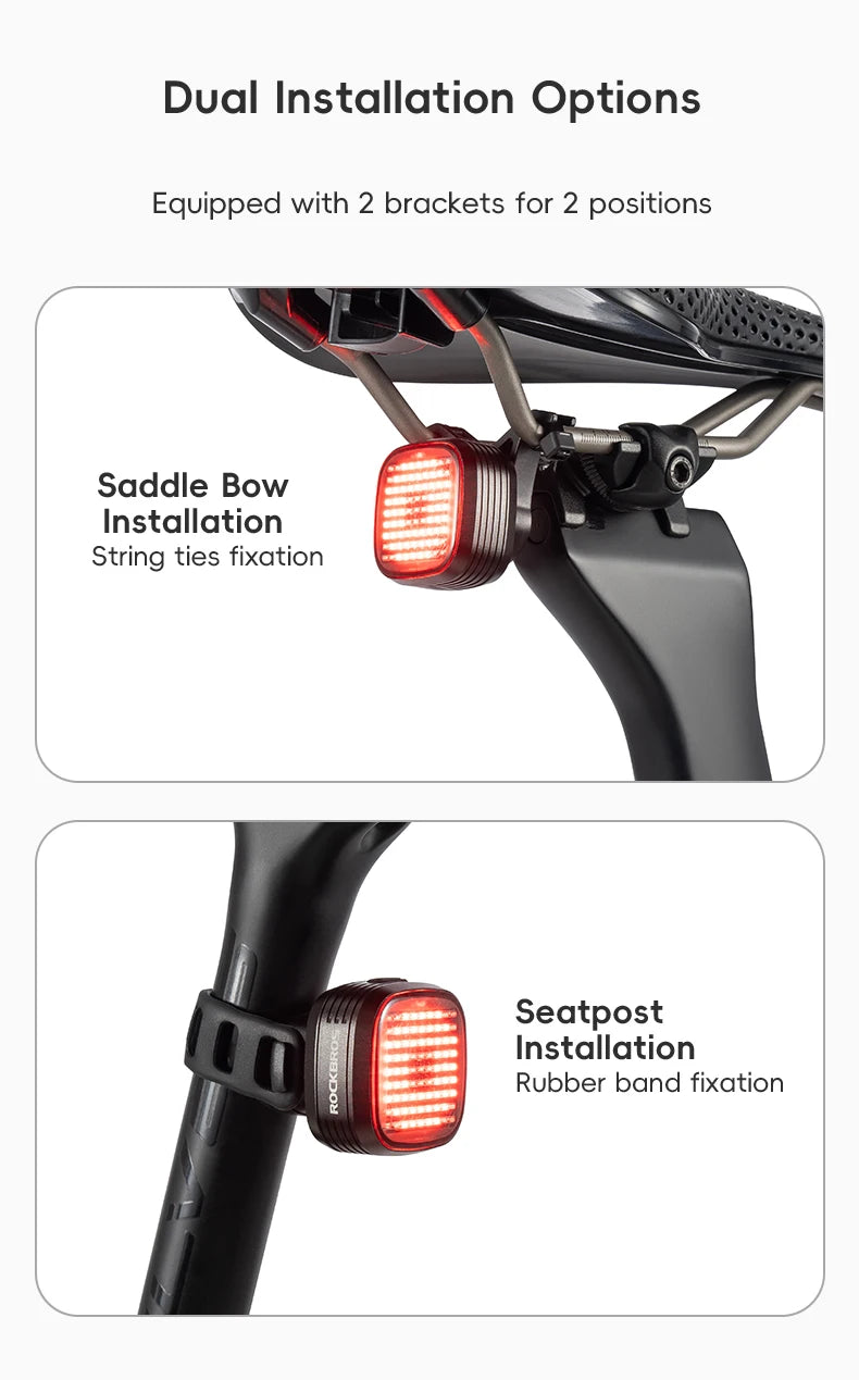 Smart Bike Rear Light with Brake Sensing & Sync Mode