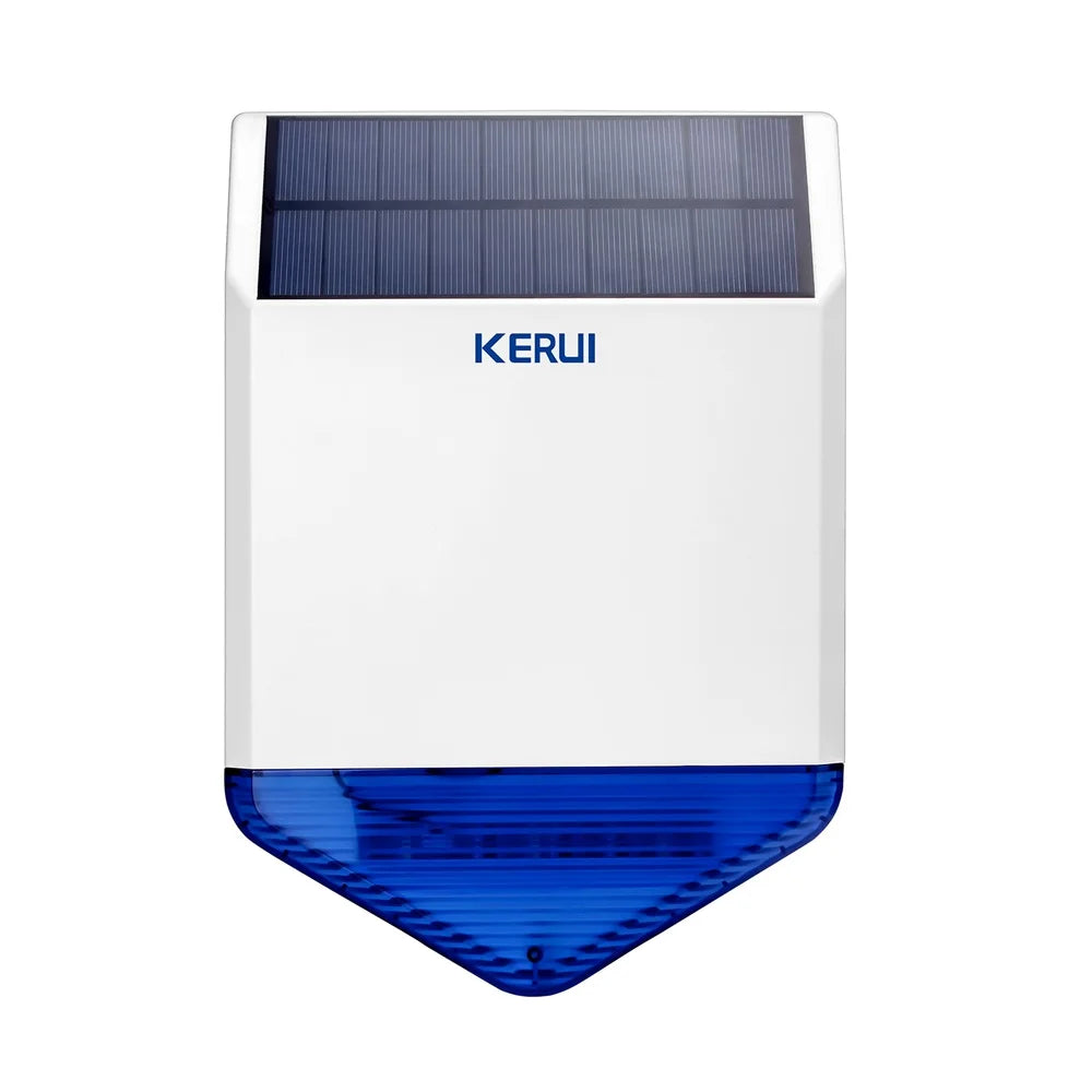 KERUI Sonor solar panou pentru alarmă exterioră Sirenă cu sursă de alimentare pentru sistem de securitate cu răspuns sonor flash 110DB