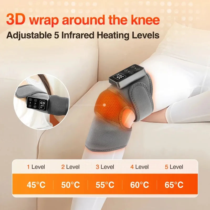 Multifunction Knee Protection Massager 3 Levels Vibrations Massage 5 Levels Hot Compress Leg Joint Muscle Relax Heating Knee Pad