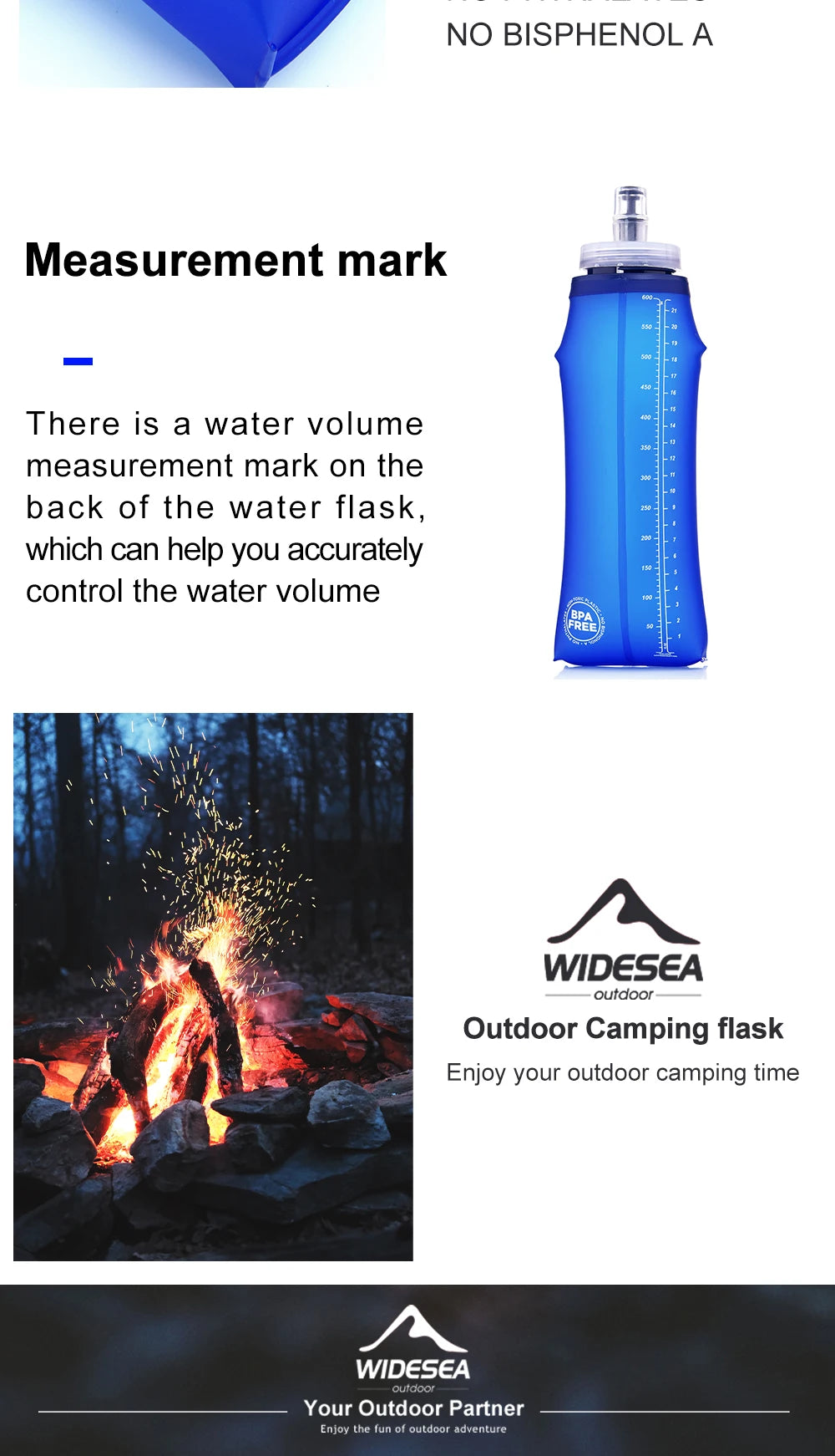 Soft Water Bottle Foldable Flask for Outdoor Sports