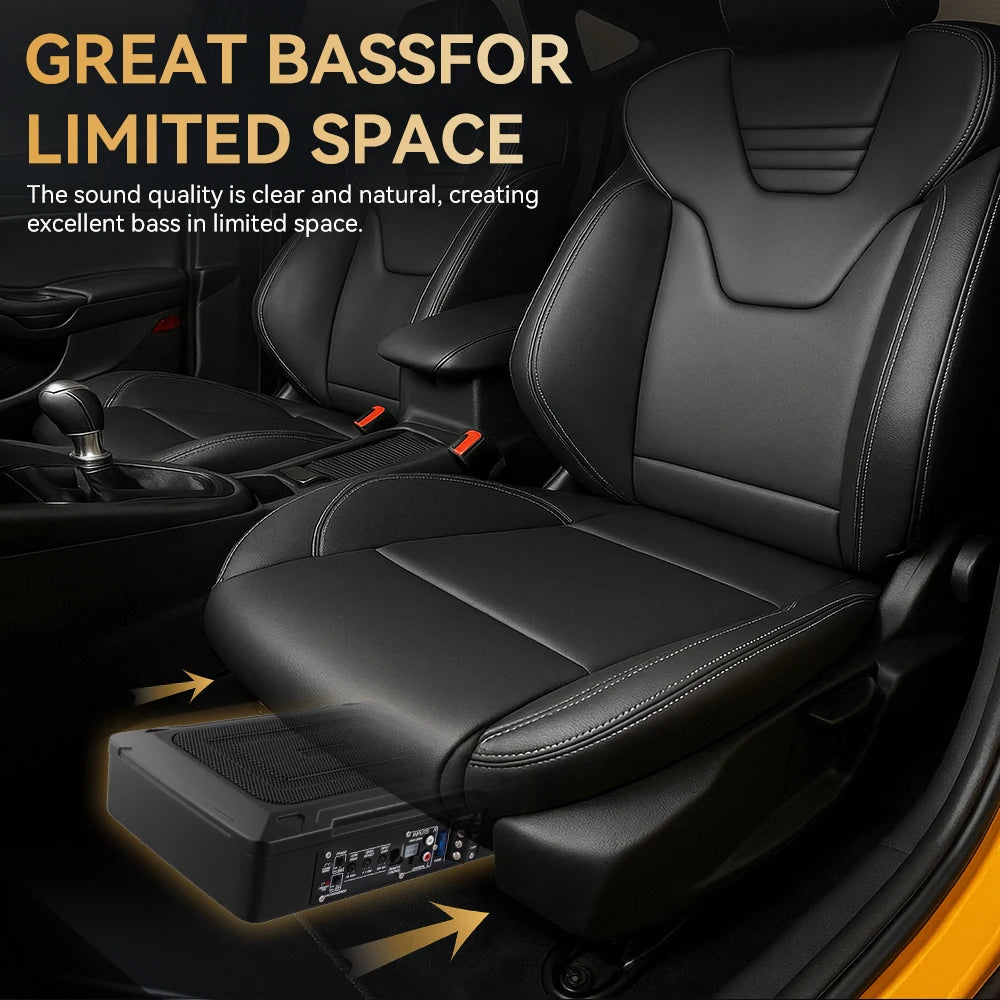 Podofo 1000W Ultra Slim Car Subwoofer Car Active Subwoofer Compact Under Seat Car Bass Audio Car Stereo Amplifier Speaker