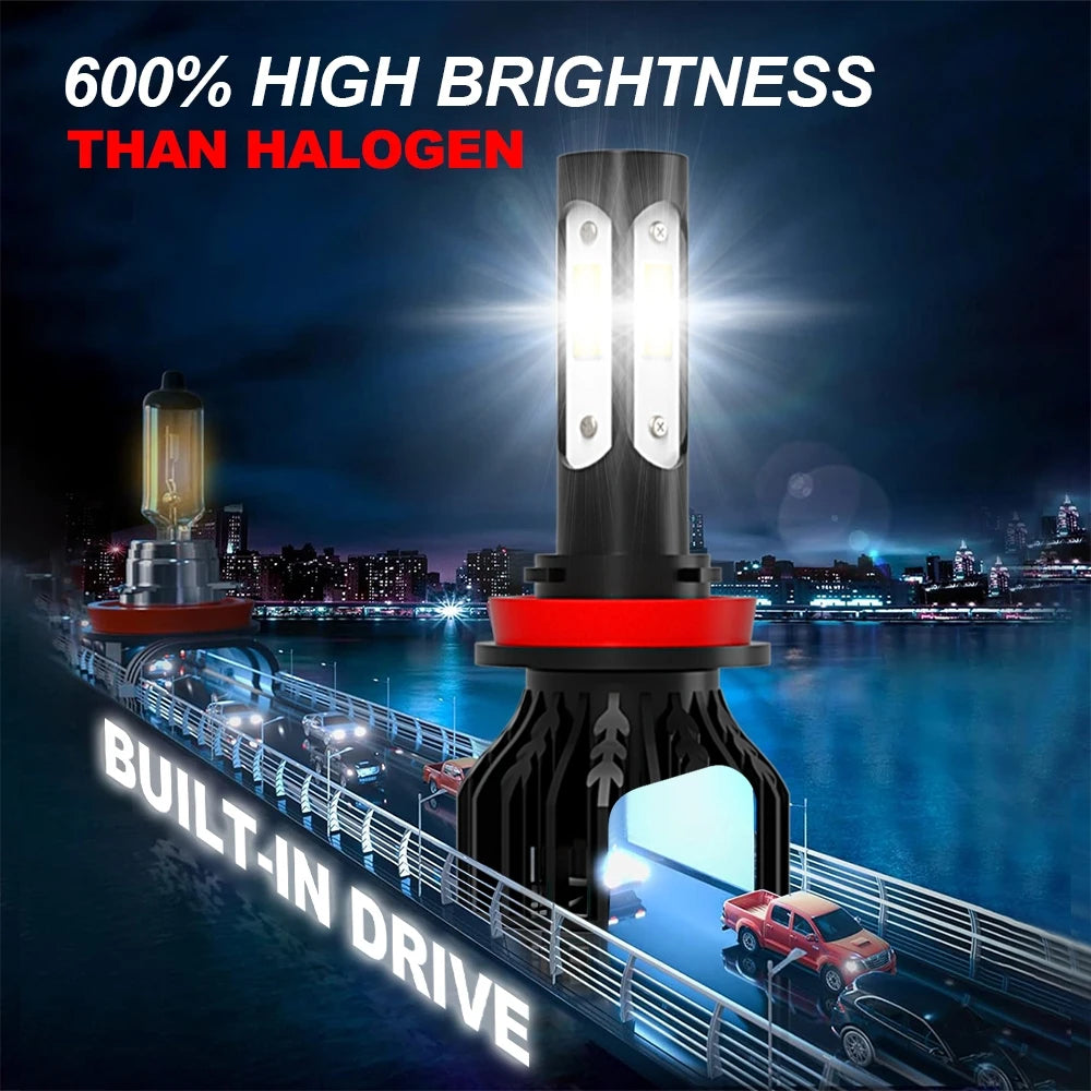 1 set de 4 becuri LED pentru faruri auto cu 4 fețe 9007, 25000LM 200W 9007 HB5 Hi/Lo, becuri pentru far LED auto COB 6000K alb 8000K albastru