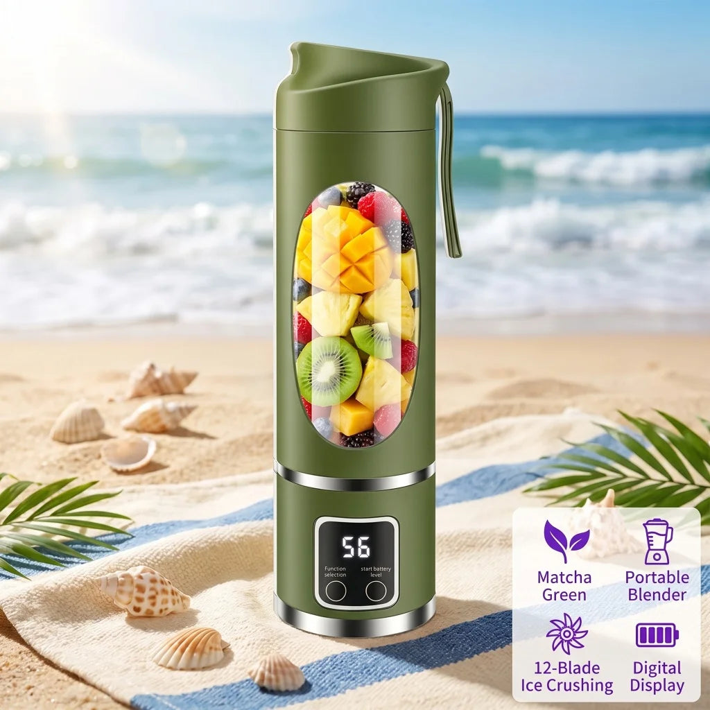 450ml Portable Juicer Blender Cup with 12 Stainless Steel Blades