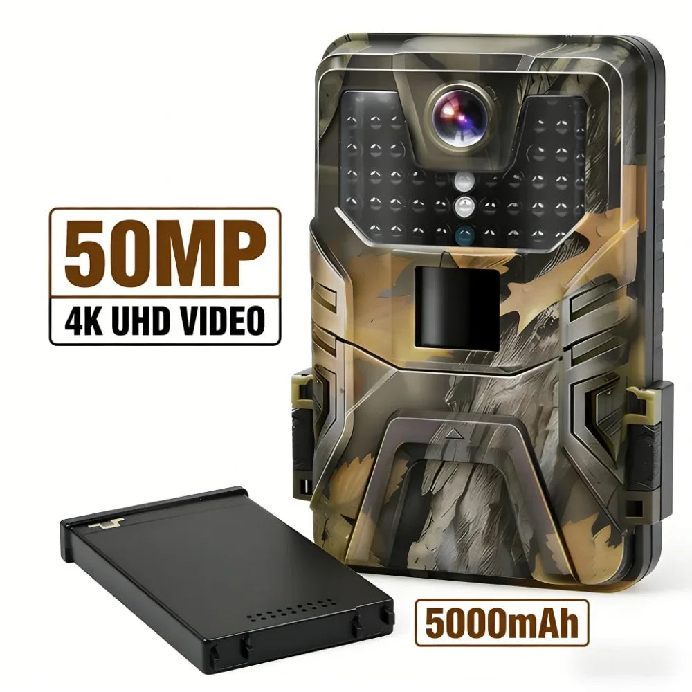 4K lovecká kamera 50MP nočné videnie, aktivovaná pohybom, IP66 vonkajšia
