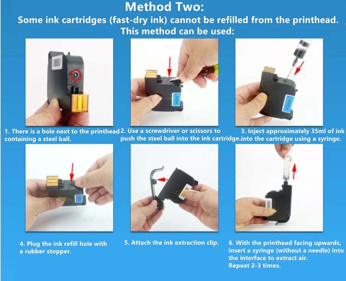 Eco 100ml Refillable Ink Compatible Quick-drying Solvent Ink Refill Ink Tool Snap Fill for 12.7mm Handheld Inkjet Printer