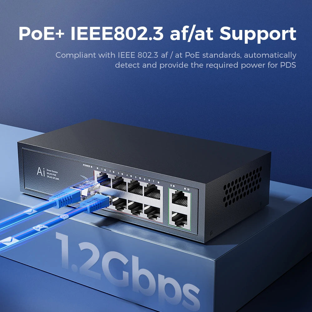 Ienron POE Switch 6/10 Ports 100Mbps Ethernet Switch POE ieee802.3af/at Network Switch Ethernet For Wifi Router IP Camera