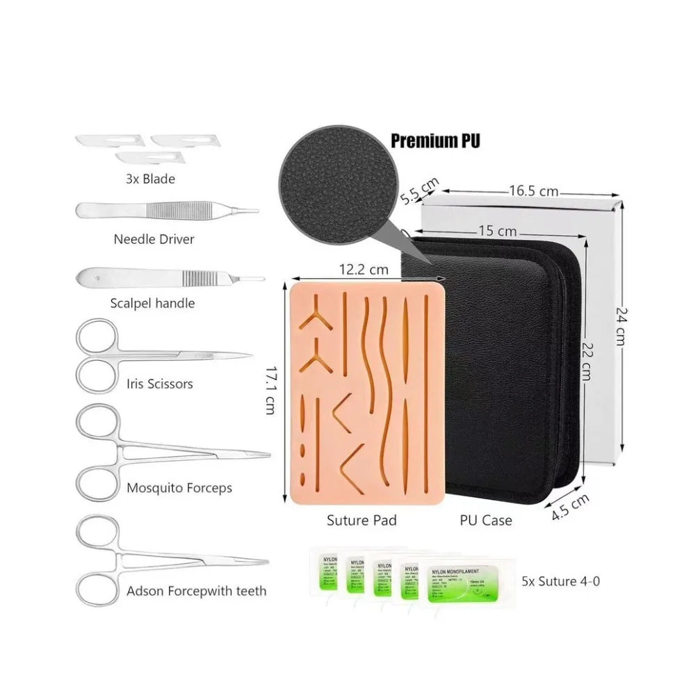 Suture Practice Training Kit with Instruments and Pad