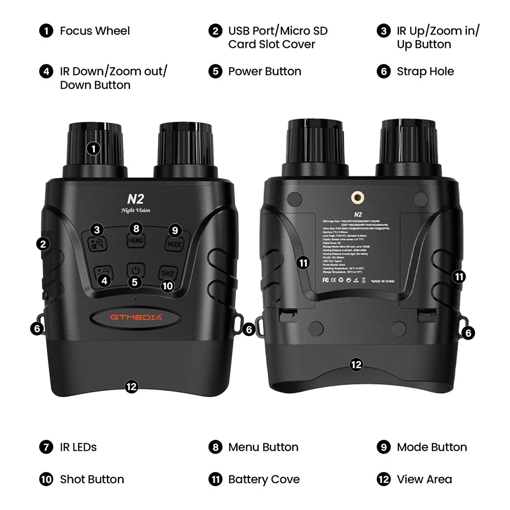 GTMEDIA N2 Night Vision Binoculars with 5X Zoom and 1080P