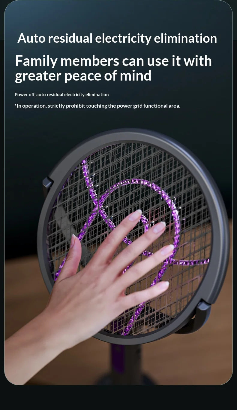 Rotating Head Rechargeable Electric Bug Zapper Racket