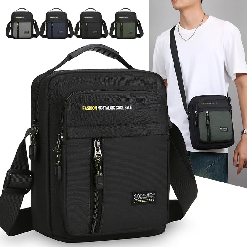 Borsa a tracolla in tessuto Oxford con tasche multiple