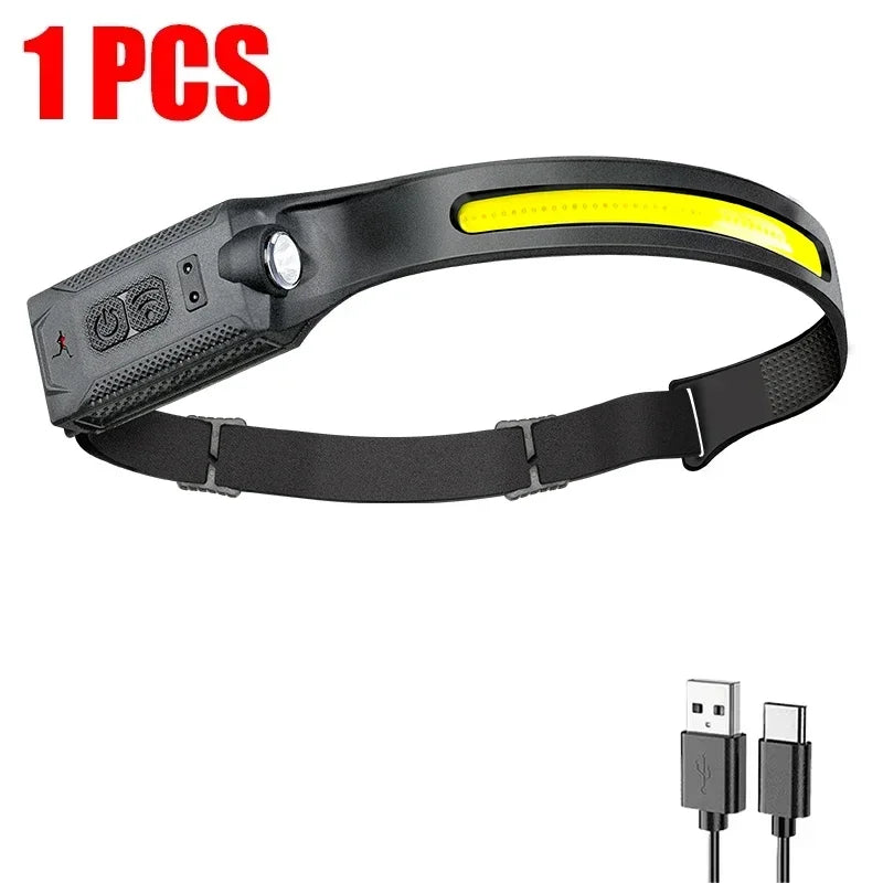 Rechargeable Headlamp with COB and Spotlight