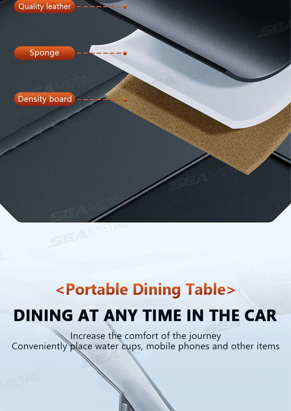SEAMETAL Portable Laptop Storage Bag for Car Steering Wheel Temporary Tray Snacks Holder Foldable Multi-Pocket Car Organizer