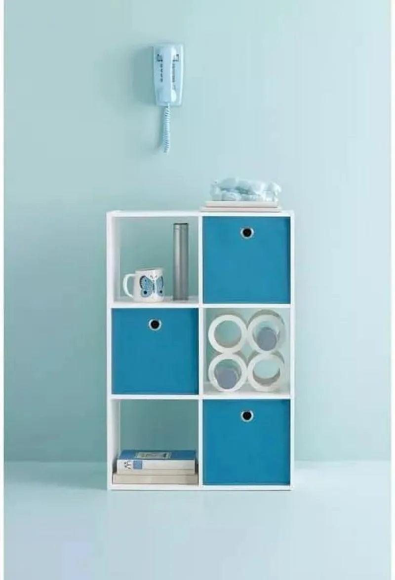 6 Cube Organizer Shelf 11" Storage Bookcase – White Wood Unit
