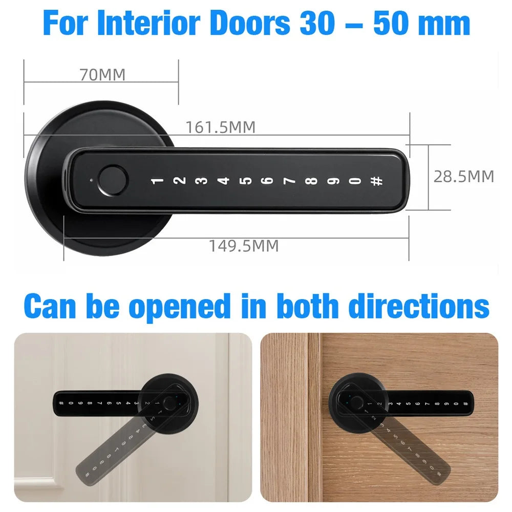 Tuya Smart Fingerprint Door Lock with App and Key Unlock