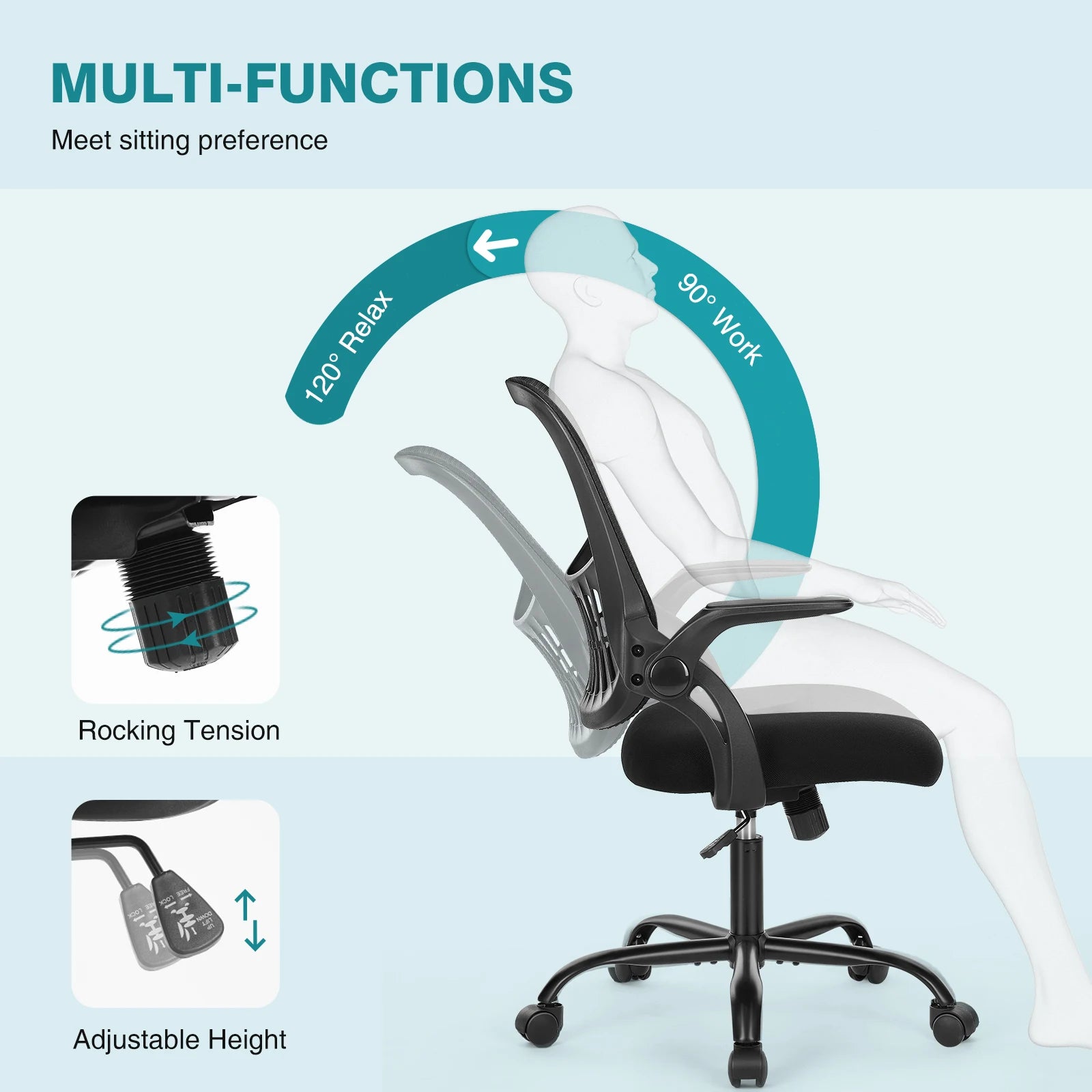 Ergonomic Mesh Office Chair with Lumbar Support & Adjustable Height