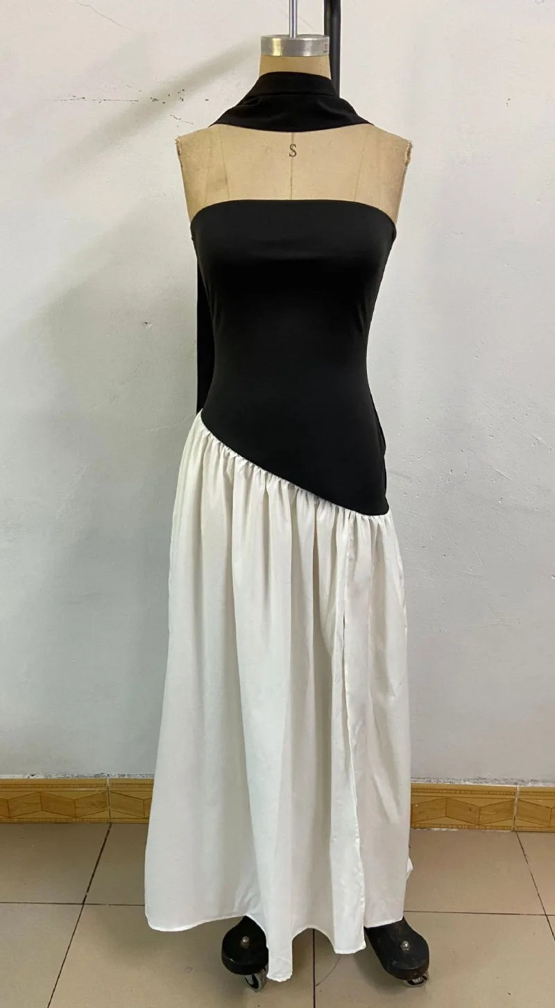 Elegant Strapless Floor-Length Women’s Slit Backless Evening Dress