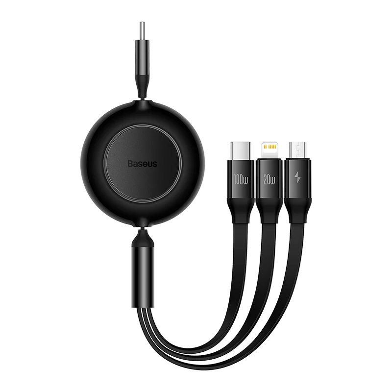 Vysúvací 100W 3v1 USB-C nabíjací kábel pre notebook a telefón