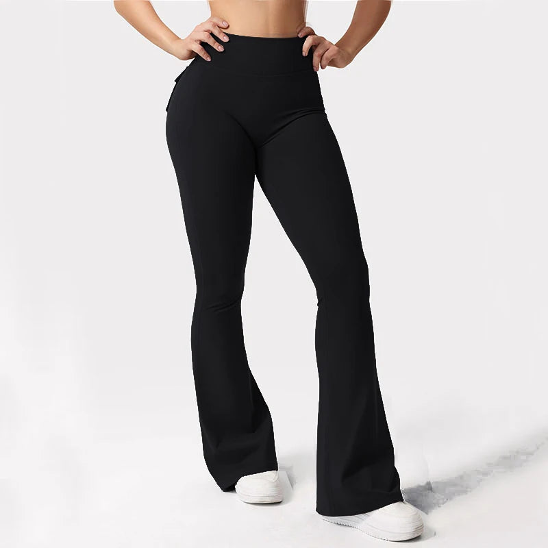 Newest Women Wide Leg High Stretch Yoga Leggings Naked Feeling Compression Fitness Workwear with pockets Yoga Pant 
