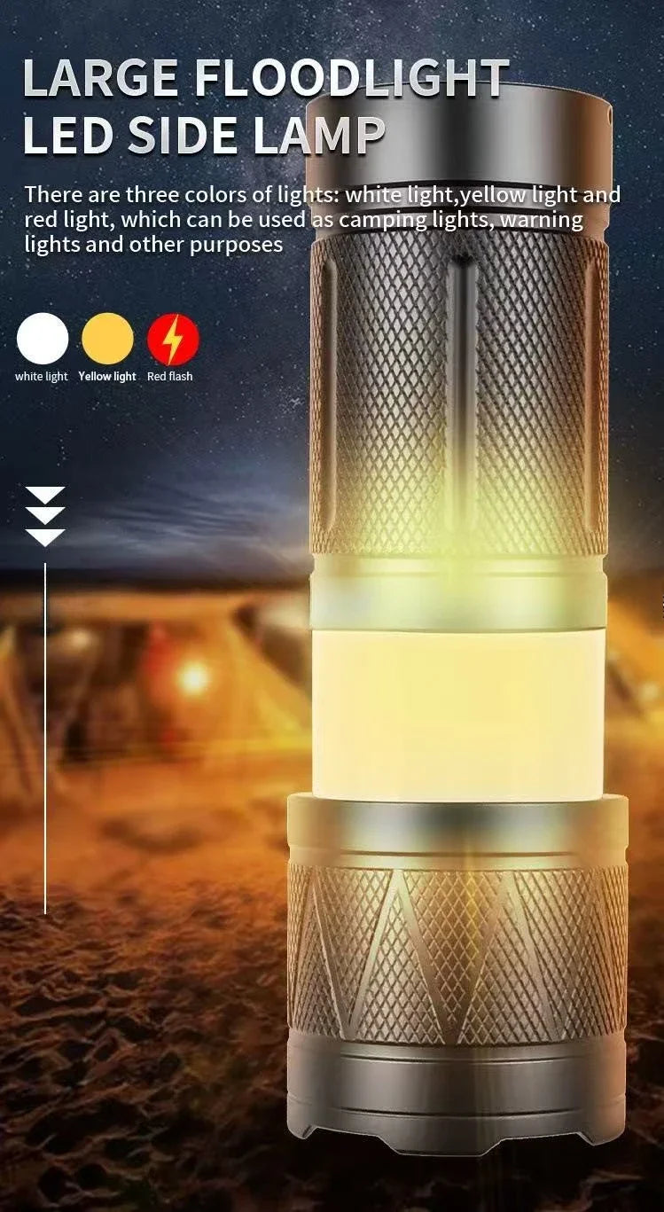 LED Handheld Flashlight Ultra-Bright 50000Lumens 12000mAh Rechargeable Battery Powerful Torch Zoomable Tactical Lantern