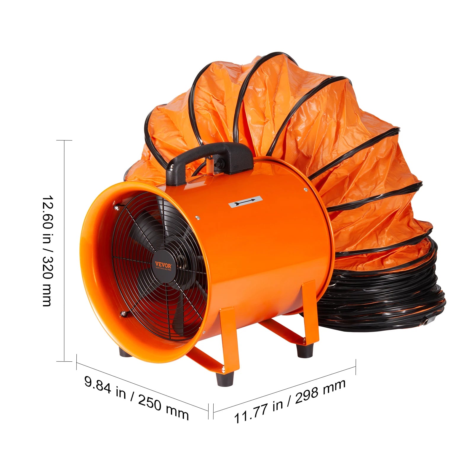 Průmyslový ventilátor s výfukem 8 palců a PVC hadicí, průtok vzduchu 1070 CFM