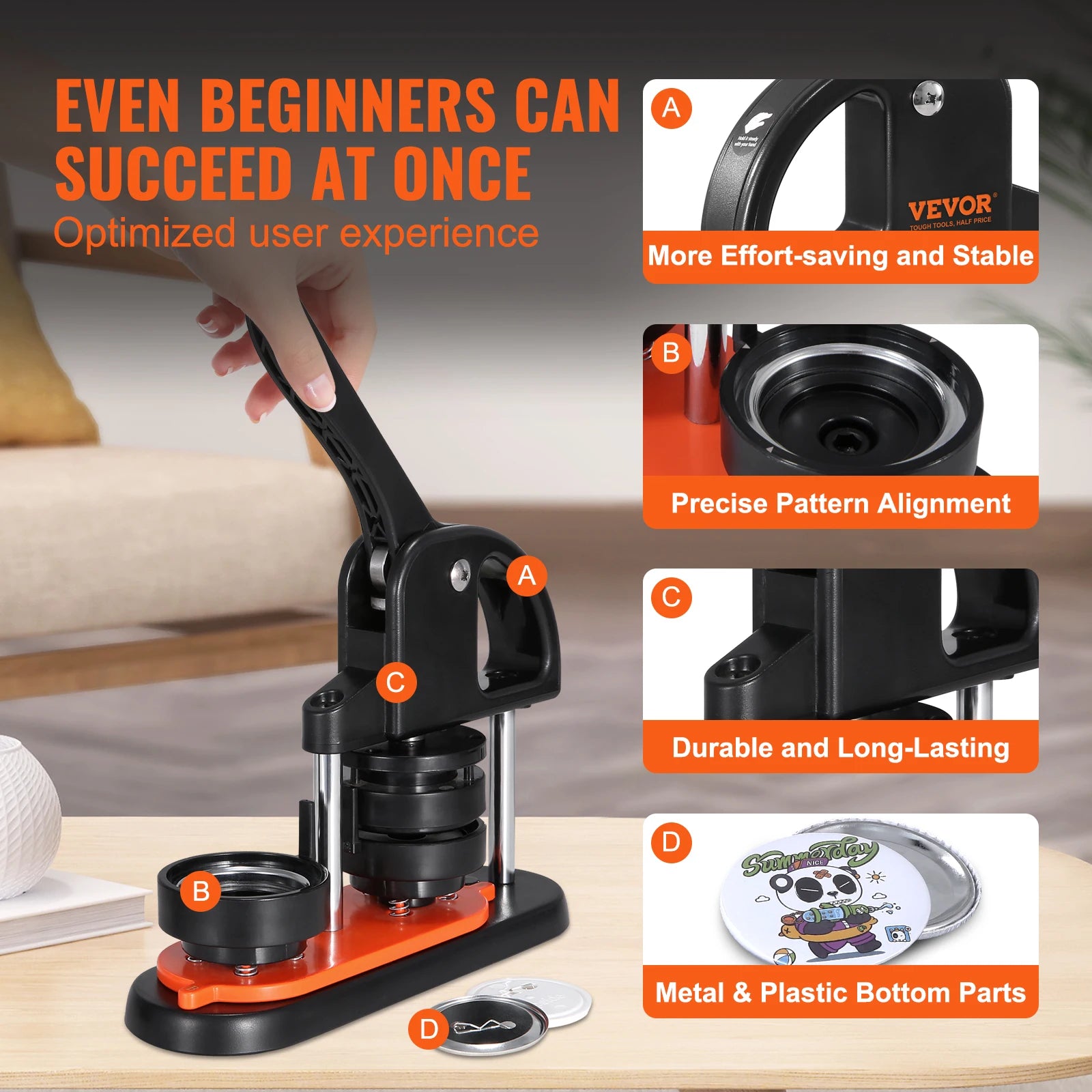 Button Maker Machine Kit with 25/32/58mm Molds & Accessories