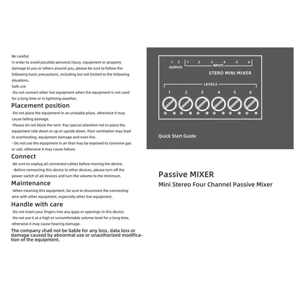 Passive Stereo Mixer - Four or Six Channels
