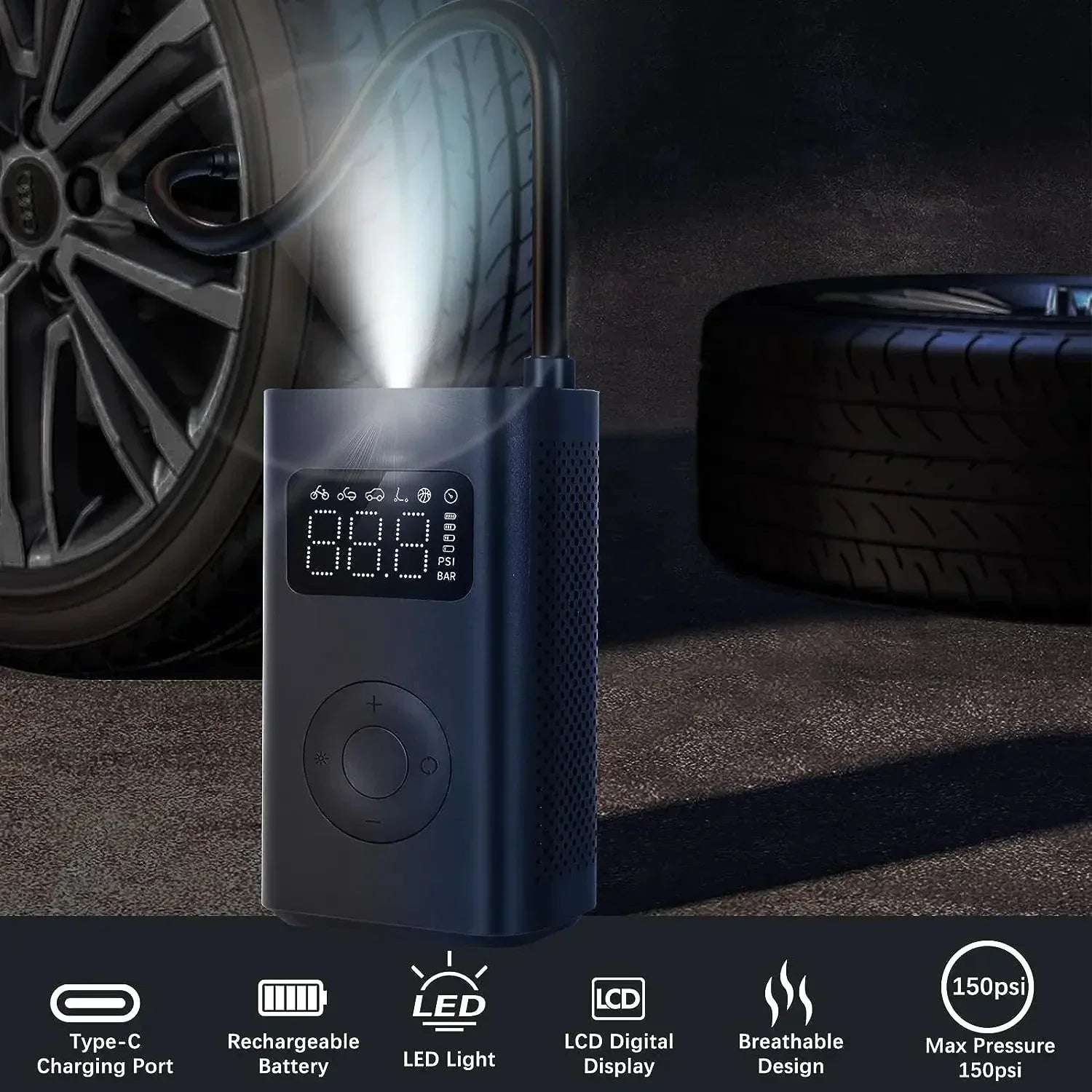 Přenosný digitální kompresor na pneumatiky Xiaomi Portable Air Compressor 2