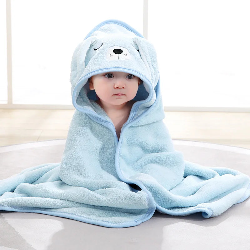 Soft Cartoon Animal Baby Hooded Towel
