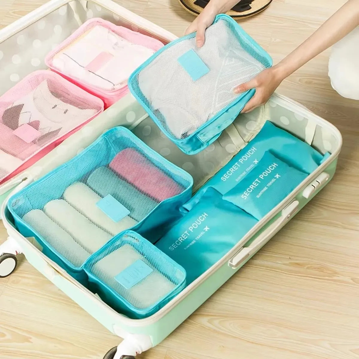 Six-Piece Travel Packing Cube and Pouch Set