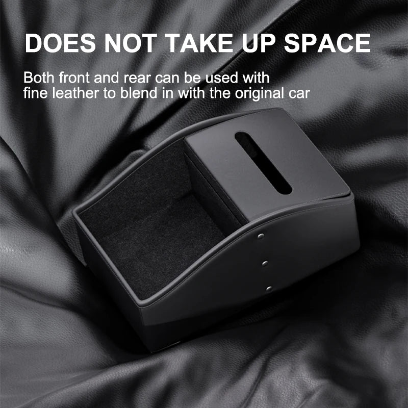 SEAMETAL Car Arm Rest Storage Box Nappa Leather Armrest Organizer with Tissue Holder Universal Auto Center Console Extension Box