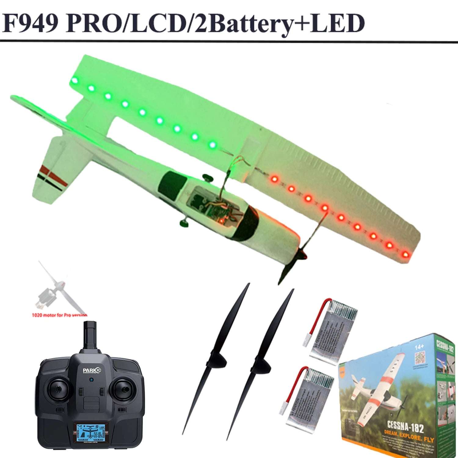 【C0】WLtoys 2.4G F949 LCD Version RC Airplane Cessna 182 3D6G 3Ch Fixed Wing Plane Outdoor Drone RTF With Gyroscope And Night
