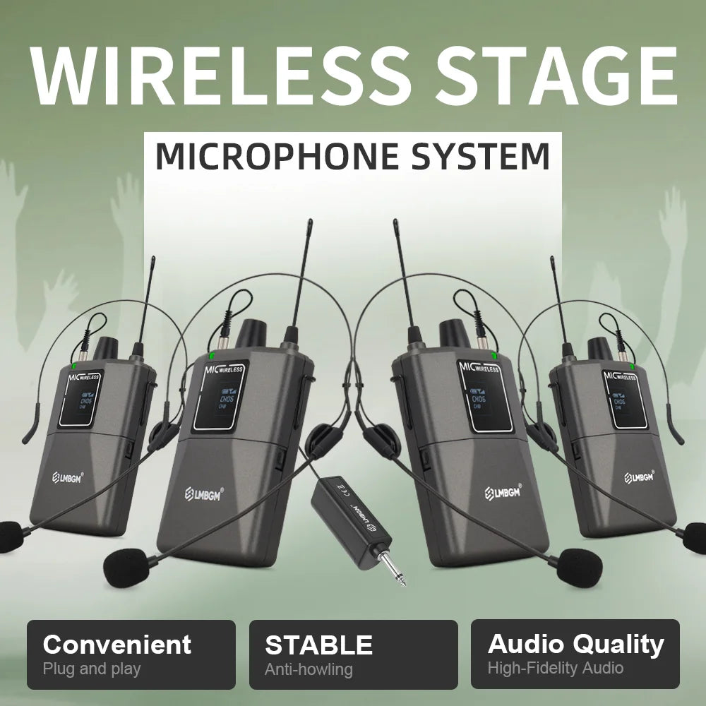 Wireless Headset Microphone Kit with USB-C Charging Receiver