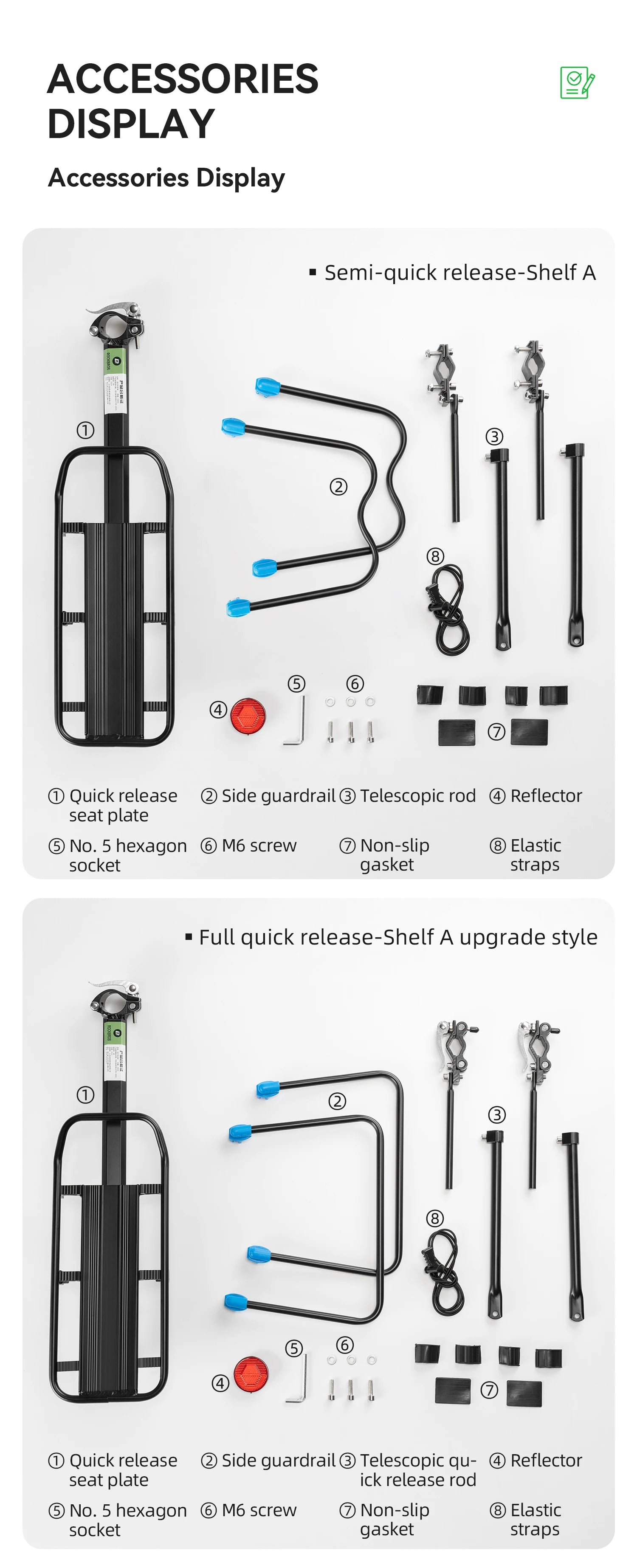 Aluminum Alloy Bike Rear Rack 25kg Detachable Cargo Carrier