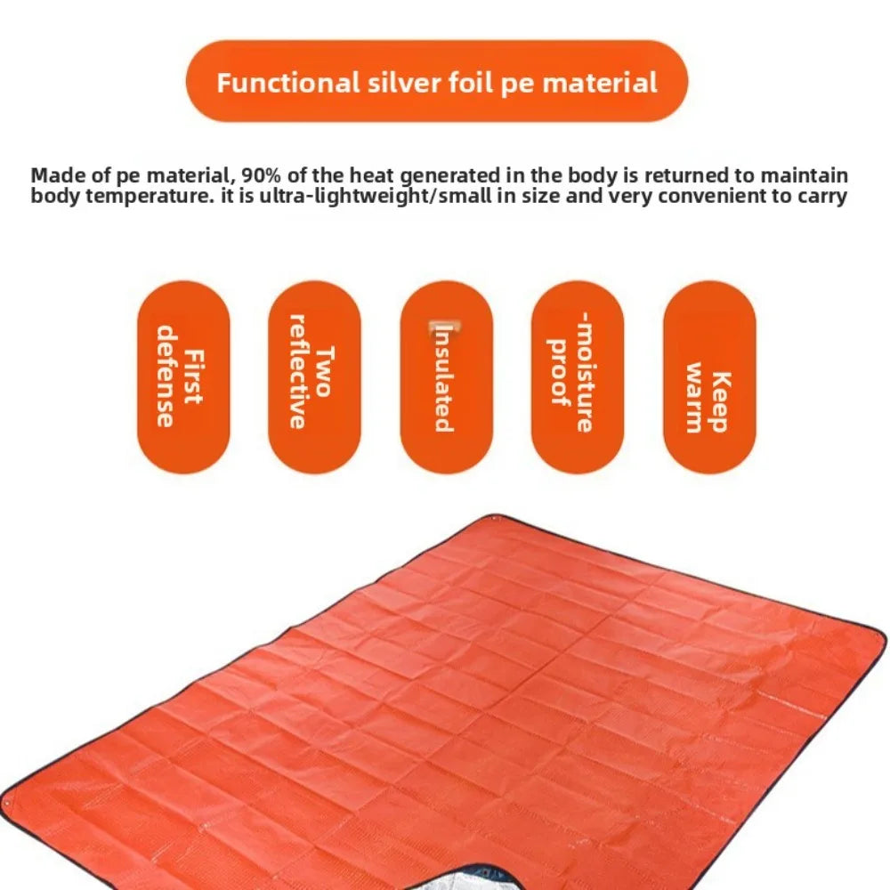 Outdoor PE Emergency Blanket: Portable Foldable, Insulation for Camping Survival, Windproof Waterproof