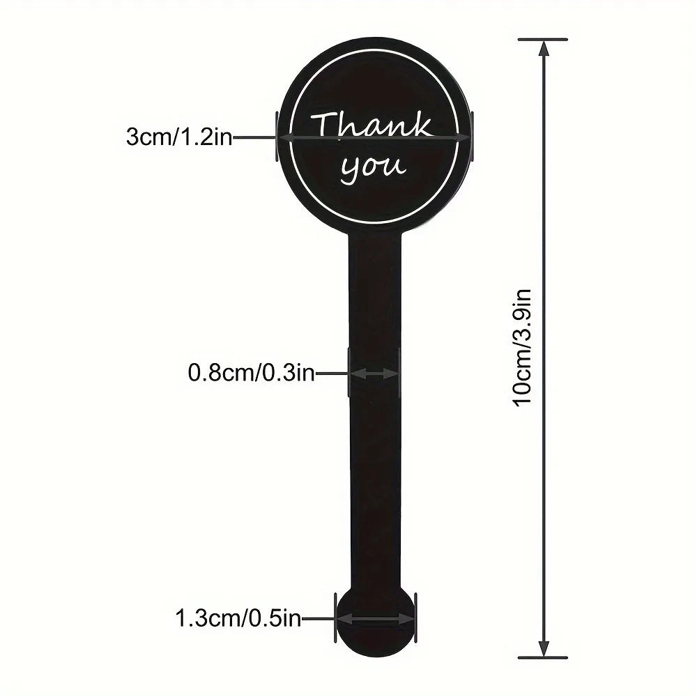 Black Thank You Long Sealing Stickers for Gifts & Packaging
