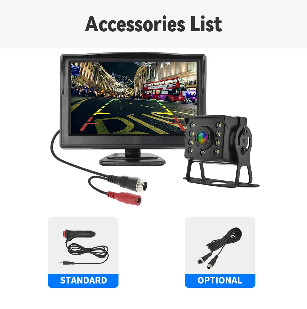 Kit caméra de recul avec moniteur et vision nocturne (4,3-7")