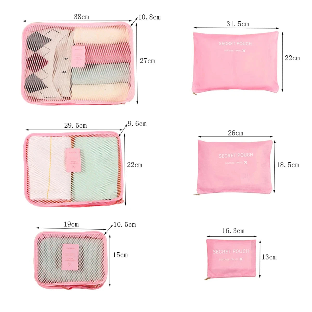 Six-Piece Travel Packing Cube and Pouch Set