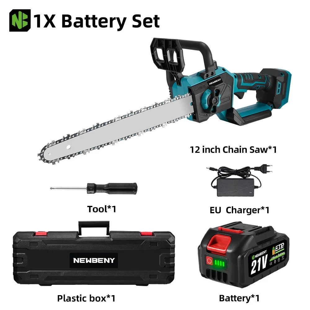 NEWBENY 12 Inch Brushless Electric Saw Cordless Efficient Garden Woodworking Cutting Power Tool For Makita 18-21V Battery Pin