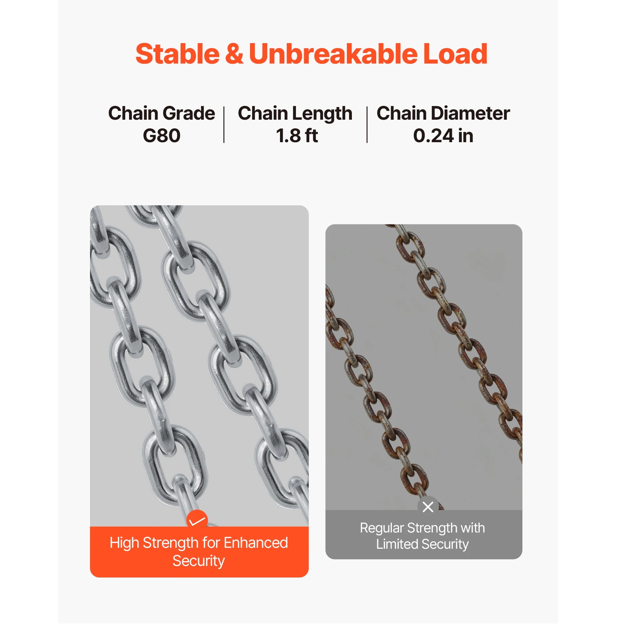 2200 lb Drum Lifting Chain Sling G80 with Security Hook