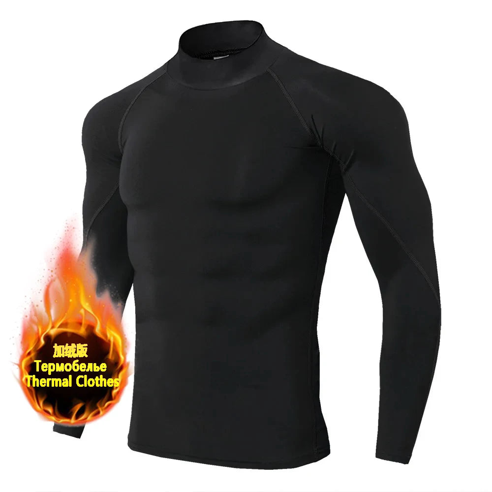 Winter Man Compression Shirt Cycling Clothing Warmth Shirt Warm Bottoming Shirt Men Compression T-Shirt Gym Sportswear 2024 New - Spy-shop.com