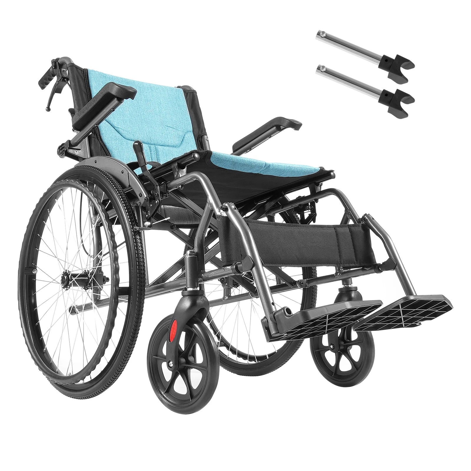 SucceBuy Wheelchair Aluminum Alloy with Flip-Back Desk-Length Arms 3-Position Adjustable 18-Inch Wide Seat 250lb Weight Capacity