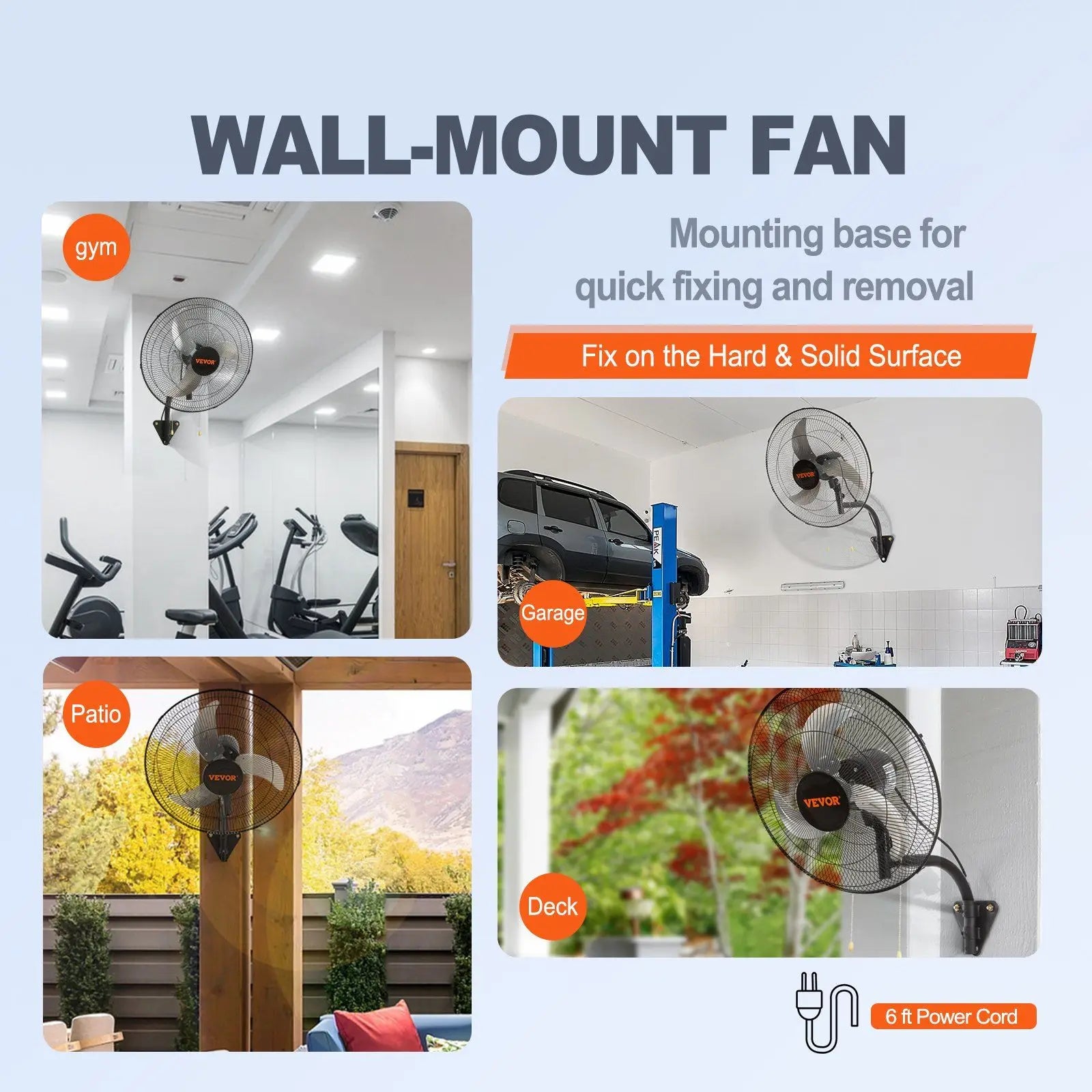 18" Vægmonteret Industriel Ventilator 4000 CFM 3-trins Oscillerende